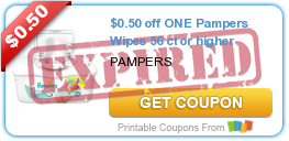 $0.50 off ONE Pampers Wipes 56 ct or higher